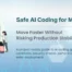 Safe AI coding for Magento showing AI-assisted development, code reviews, security testing, and deployment best practices